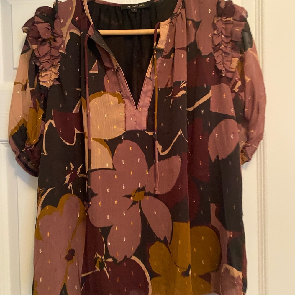 Olivaceous Dark  purples and lavender Blouse